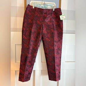 Anne Klein Red and Black Patterned Dress Pants Size 8